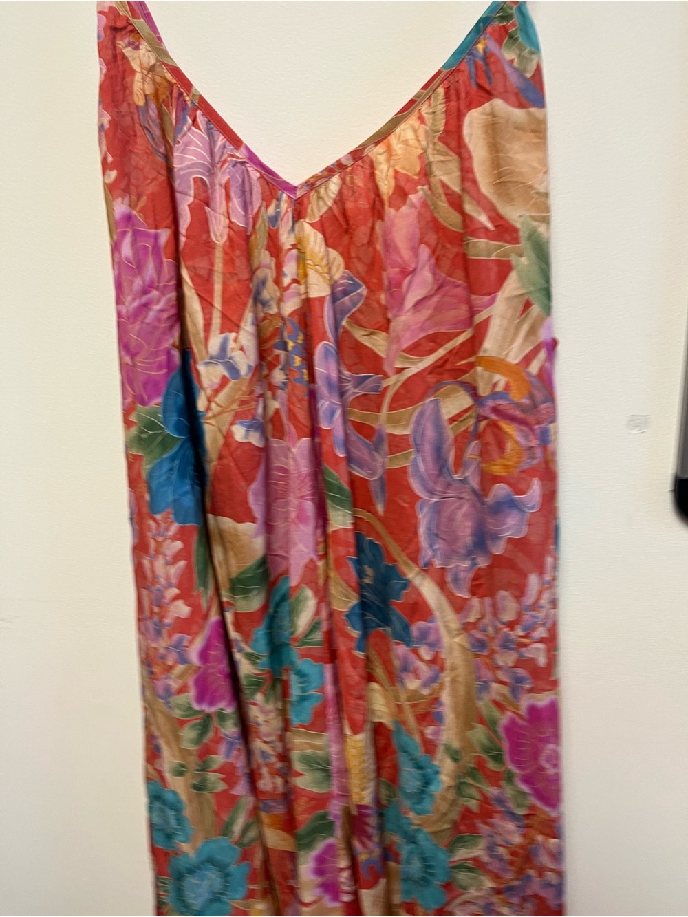 Spell painters garden Floral V-Neck Maxi Dress in Red, Pink & Teal 3XL NWOT